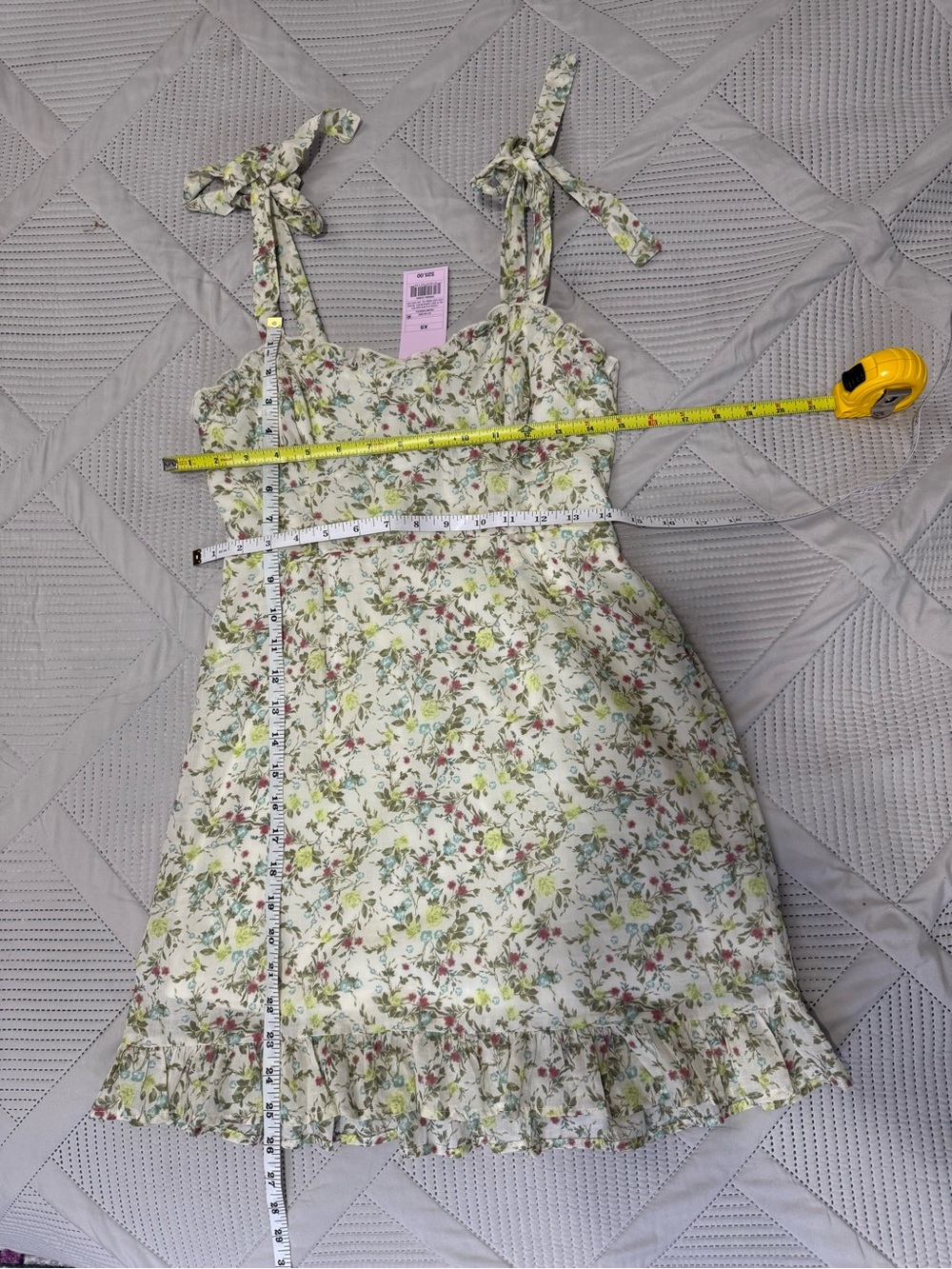NWT Wild Fable Floral Tie Strap Mini Dress XS Cottagecore Ruffle Sundress - Picture 6 of 7